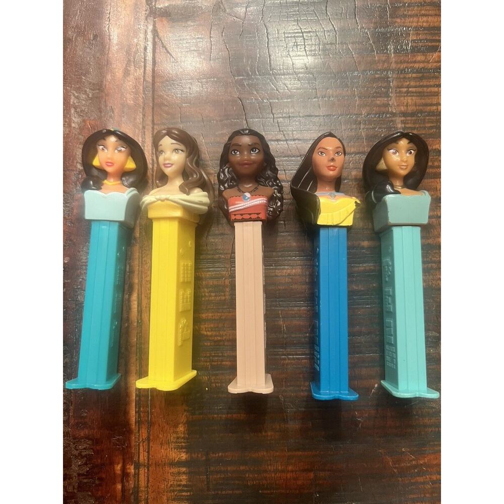 Lot of 5 Disney Princess Pez Dispensers Belle, Jasmine, Pocahontas, Moana